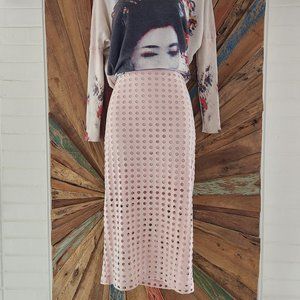 T by Alexander Wang Netted eyelet dusty pink jersey long skirt Sz L